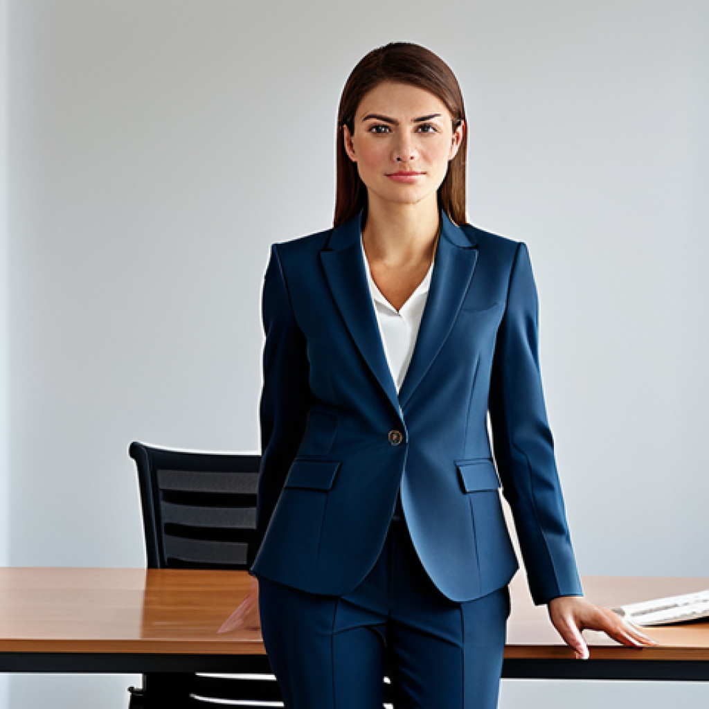 피부 광채 유지 방법 - Business Professional**

"A professional businesswoman in a modern office setting, wearing a tailore...