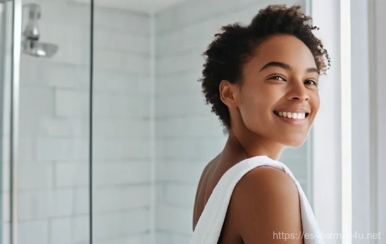 피부관리와 연령별 추천 - A vibrant young woman in her early twenties, with a fresh and radiant complexion, stands in a bright...